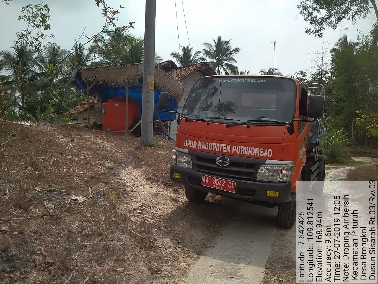 DISTRIBUSI BANTUAN AIR BERSIH HARI KE-40  DI DESA BRENGKOL