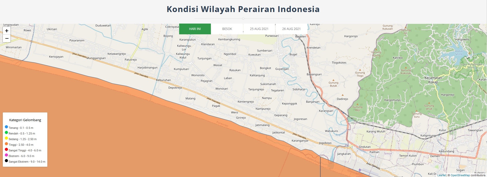 PRAKIRAAN TINGGI GELOMBANG WILAYAH PERAIRAN PURWOREJO 23-24 AGUSTUS 2021