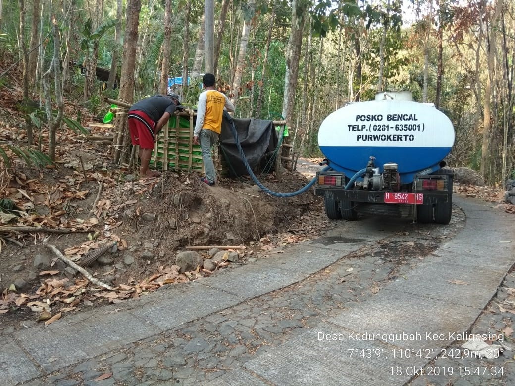 DISTRIBUSI BANTUAN AIR BERSIH HARI KE-123 DI DESA KEDUNGGUBAH