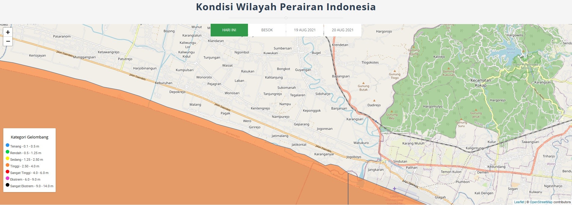 PRAKIRAAN TINGGI GELOMBANG WILAYAH PERAIRAN PURWOREJO 17-18 AGUSTUS 2021